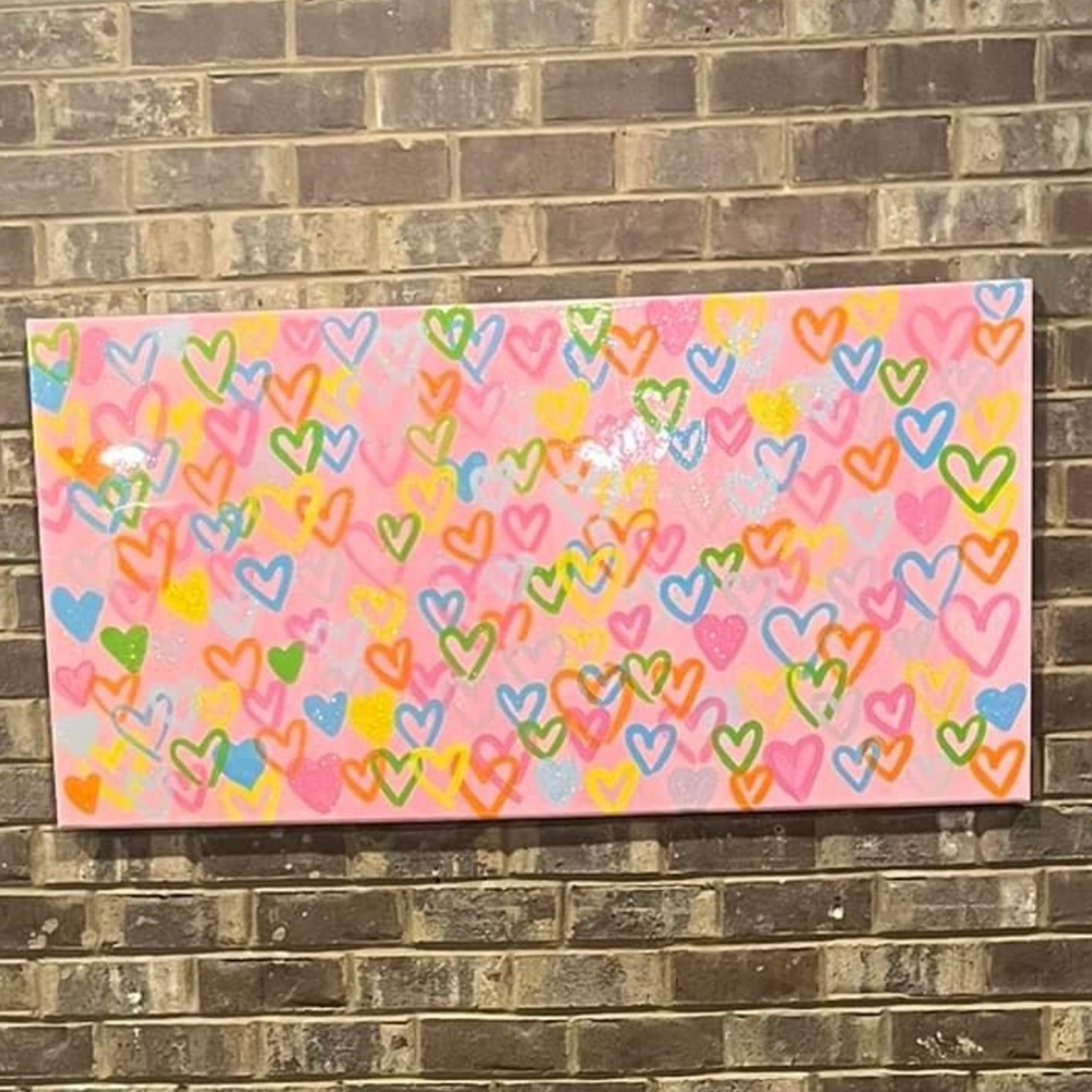 Hand Painted Large Heart Canvas